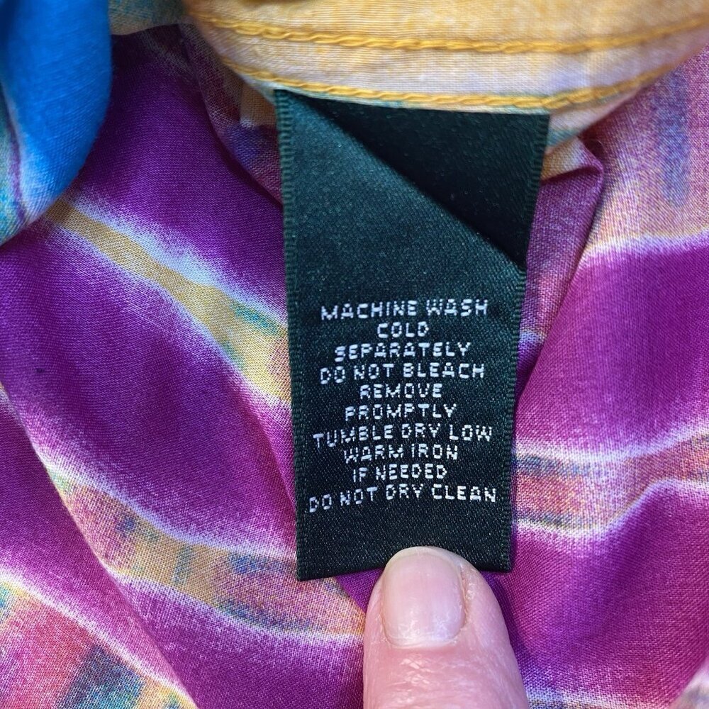 Lauren Ralph Lauren Striped Cotton Blouse Vibrant Colorful Top Sz S 3/4 Sleeves - Picture 10 of 12
